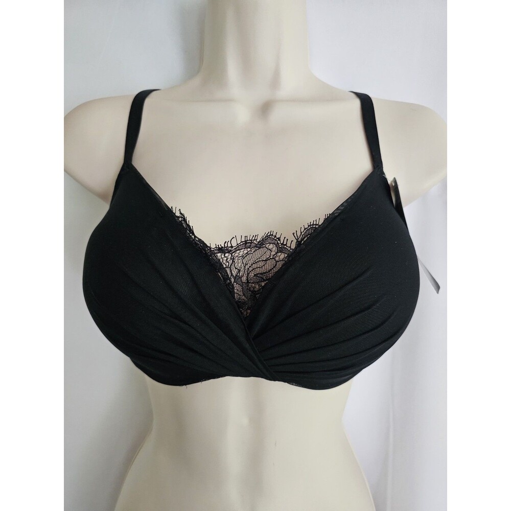 Wacoal Bra Size 34DD Black Lace Plunge Underwire Mesh Sheer Sexy NWT - Picture 1 of 9